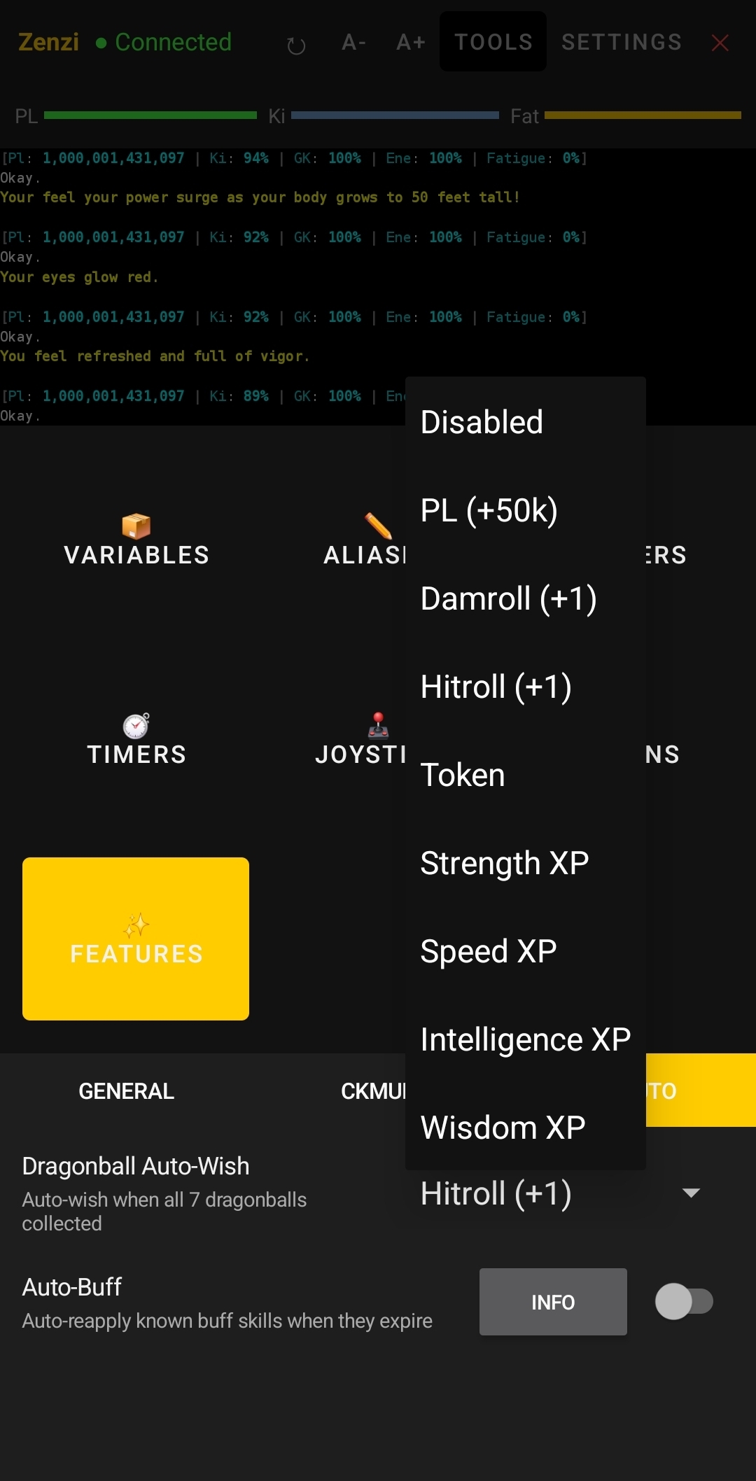 Autowish feature showing wish scheduling and configuration